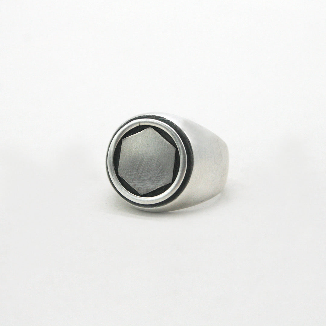 ANILLO SELLO PLATA HEXÁGONO