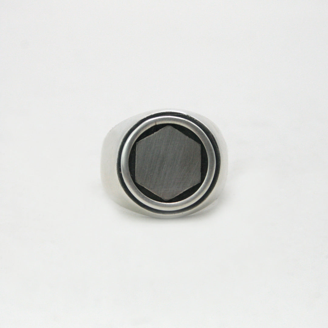 ANILLO SELLO PLATA HEXÁGONO