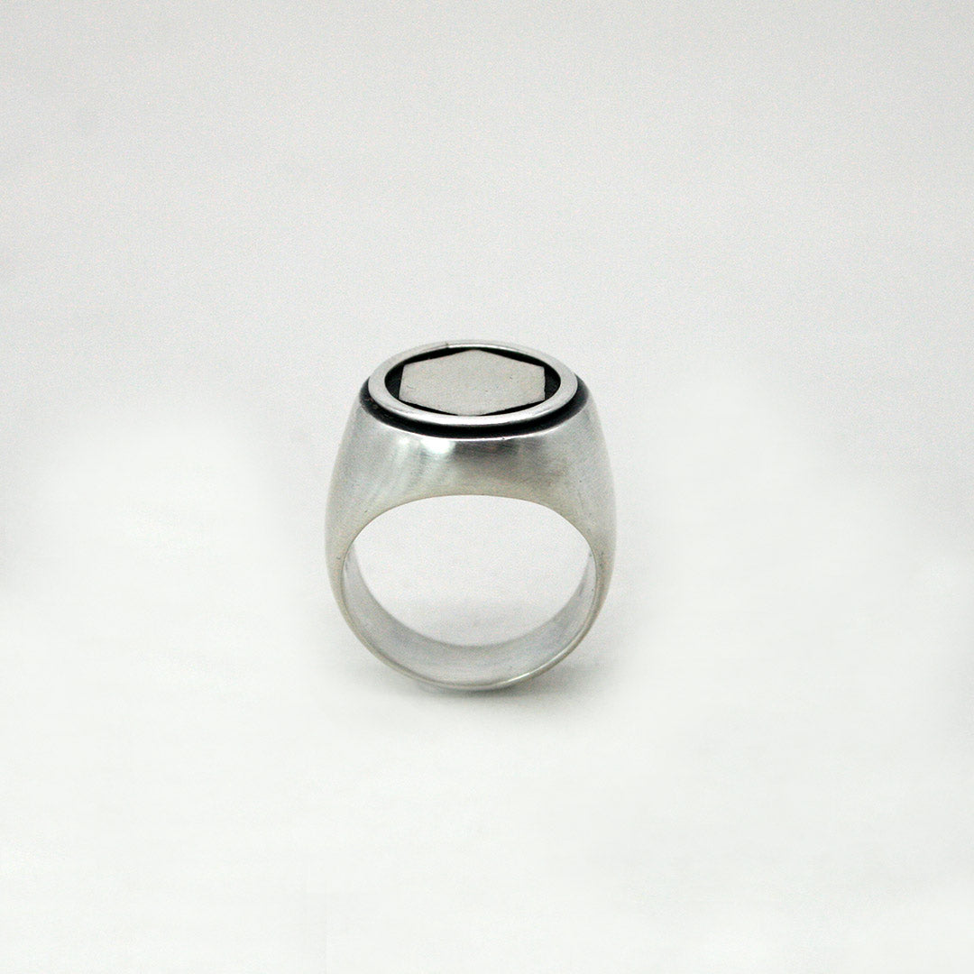 ANILLO SELLO PLATA HEXÁGONO