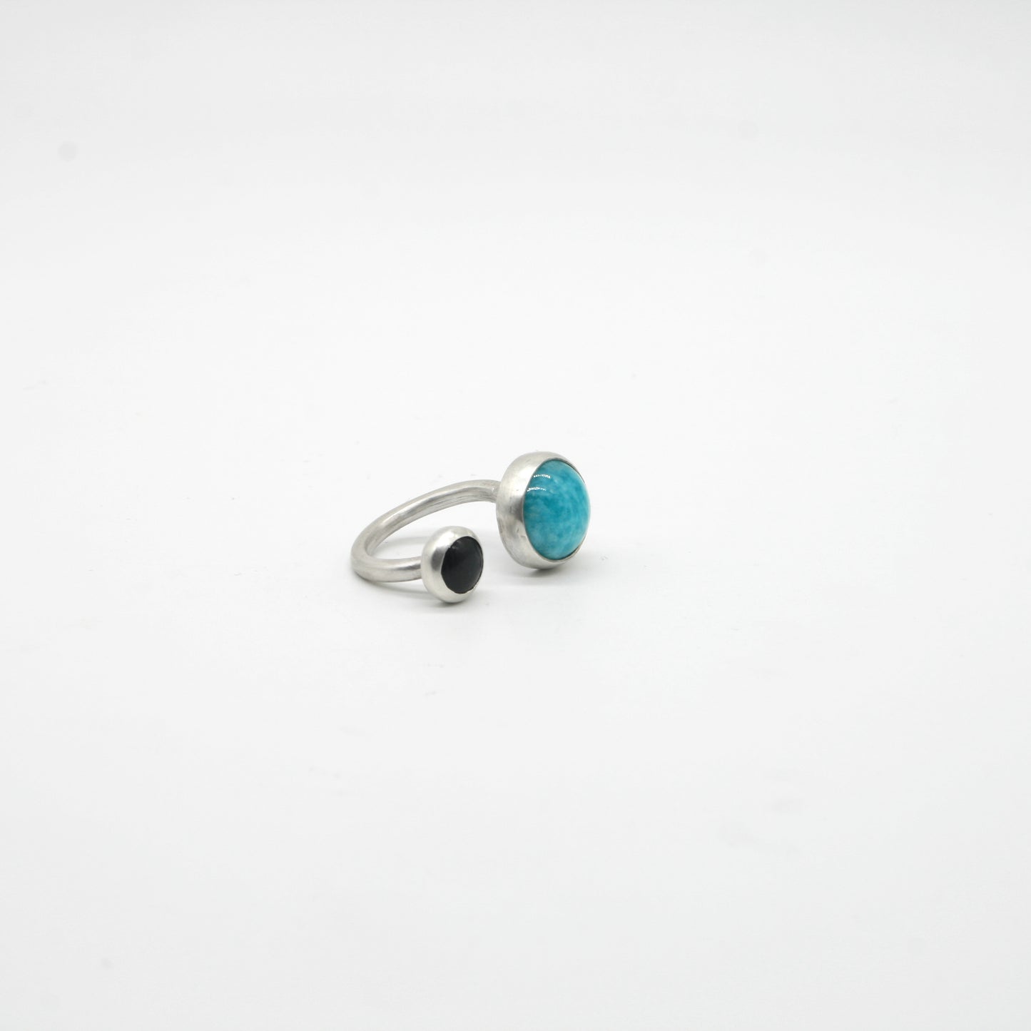 ANILLO DE PLATA AMAZONITA Y ONIX - N.AGP/121