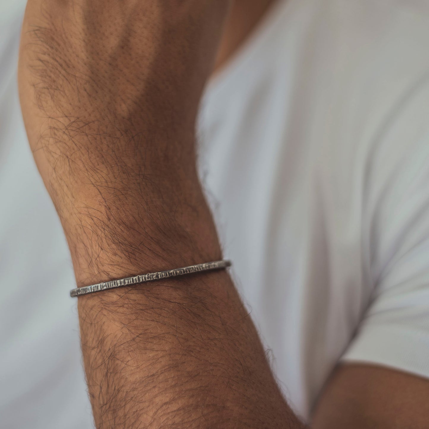 PULSERA DE PLATA NEGRA A RAYAS - N.AG/192