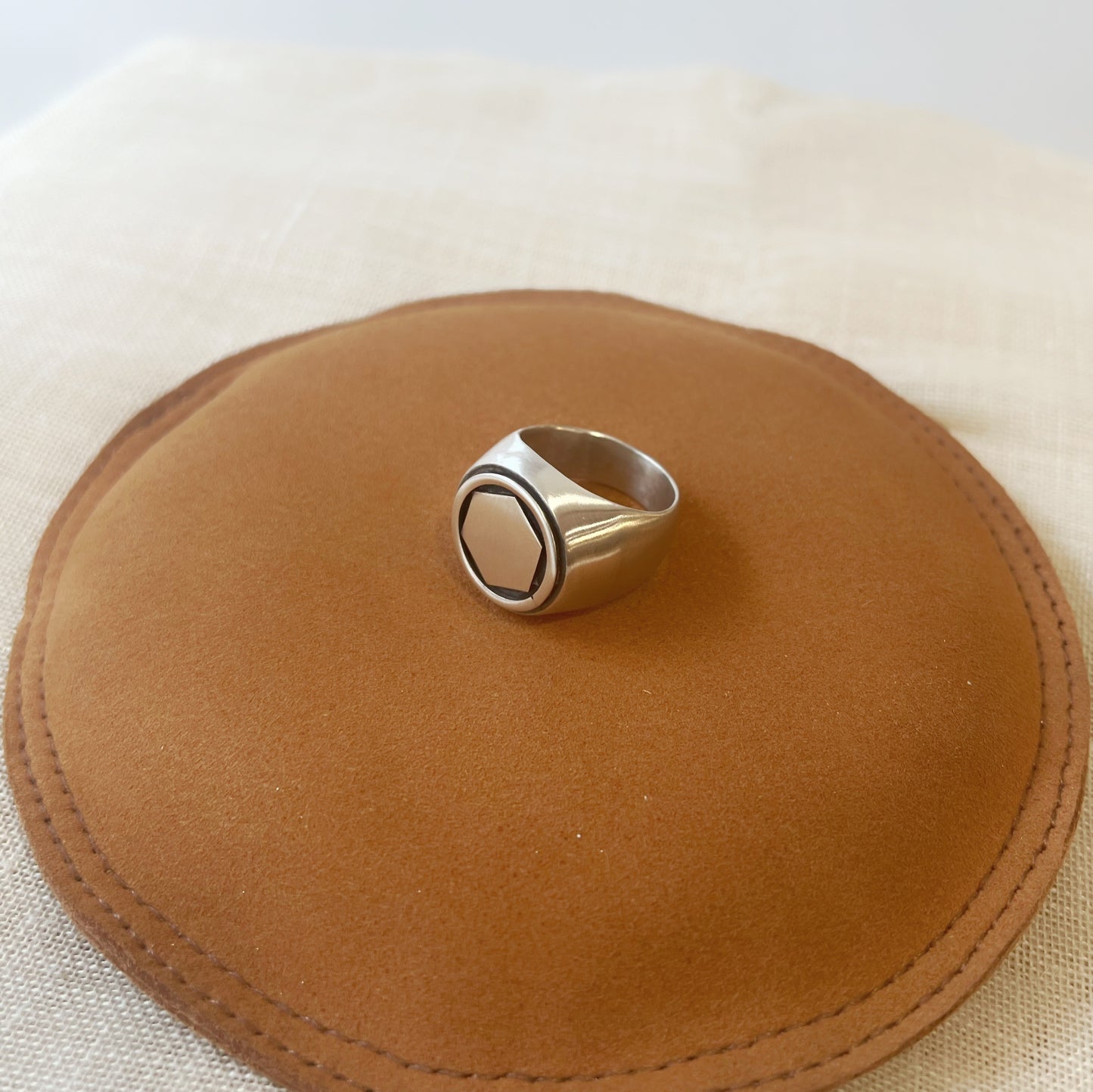 ANILLO SELLO PLATA HEXÁGONO