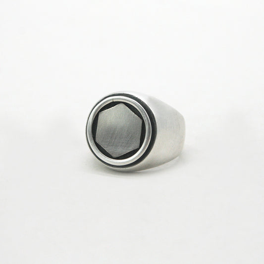 ANILLO SELLO PLATA HEXÁGONO